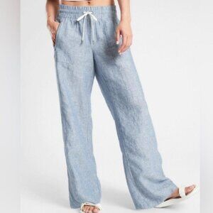 Athleta Cabo Linen Wide Leg Pants Blue (Women's Size 6)